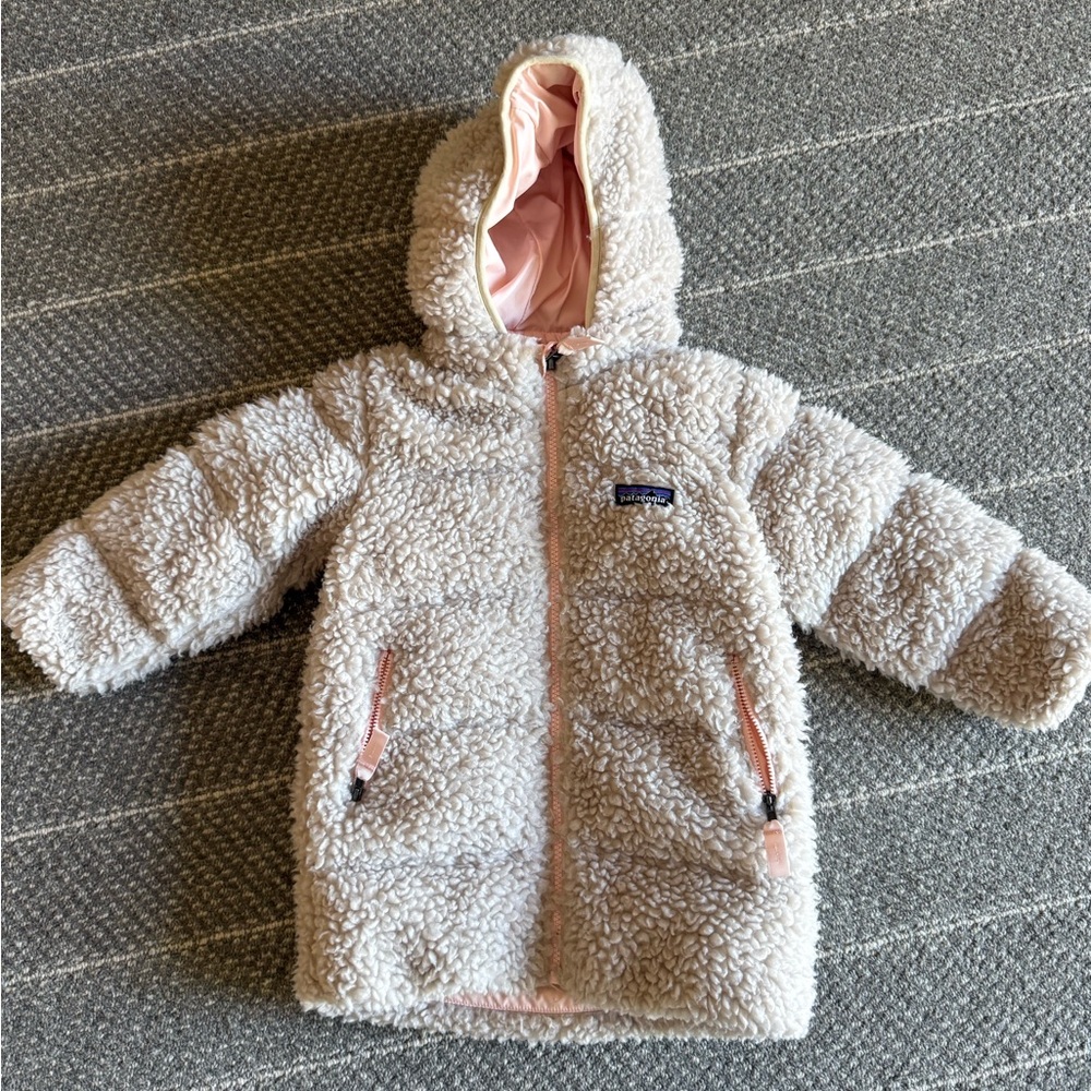 Patagonia Cream and Pink Fleece Jacket